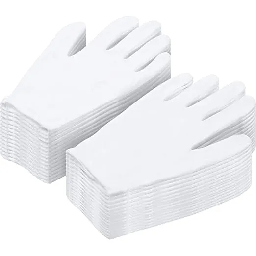 30 Piezas Guantes Dermatológicos Algodón 15 Pares Blanco