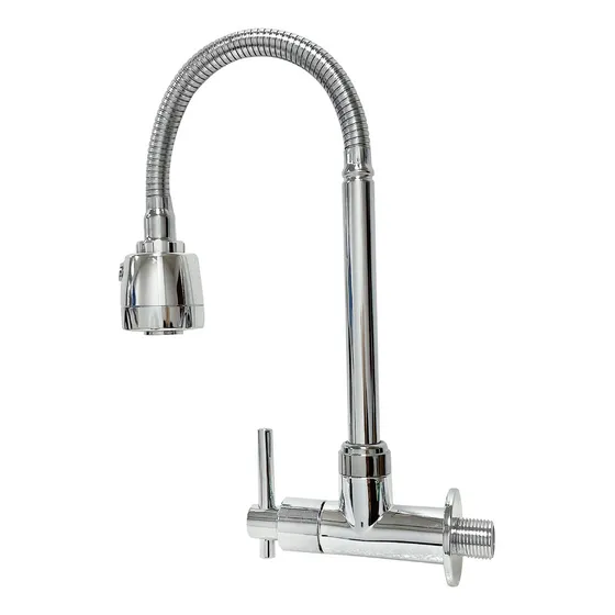 Llave Fregadero Flexible De Pared Plastico Cromado Griven