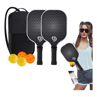 Grafite Carbon Pickleball Fibra De Vidro 2 Raquetes 4 Bolas Grafite Carbon Pickleball Fibra De Vidro 2 Raquetes 4 Bolas
