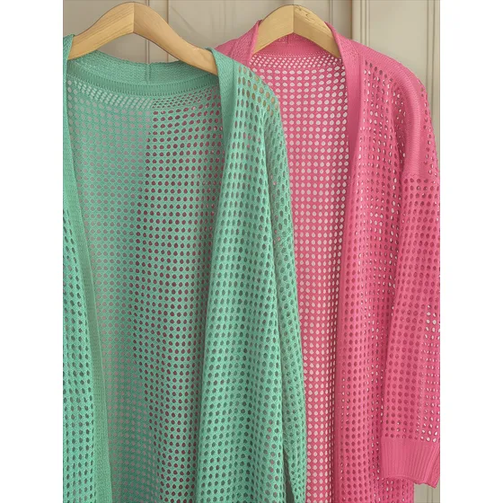 Cardigan Largo Calado Juniper Knitwear Mujer