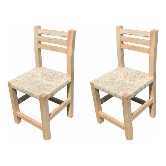 Set 2 Sillas Cómoda Elegante Natural Madera