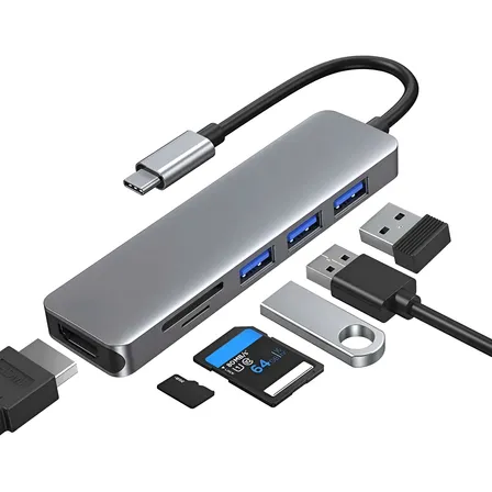 Hub Adaptador Usb Tipo C 6 En 1 / Hdmi Usb Para Mac Windows
