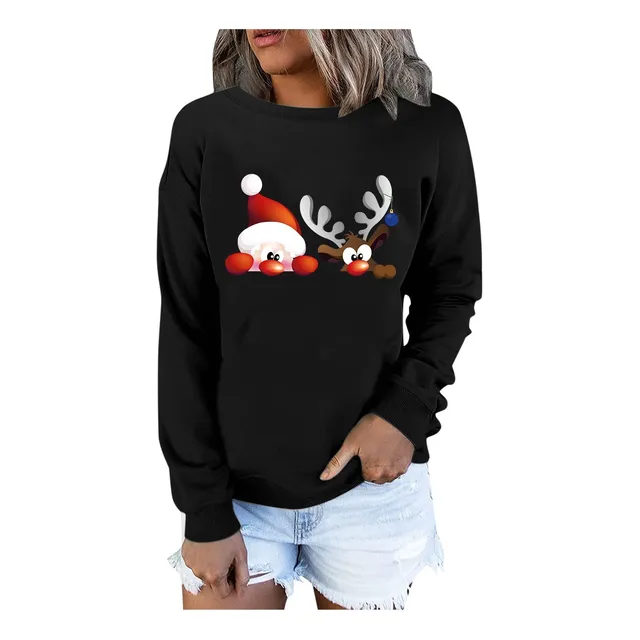 Linda Sudadera Navideña Gran Tamaño Para Niña Manga Larga