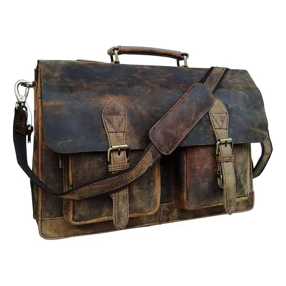 Bandolera De Piel De Cuero Para Hombre Portátil De 18 Pulgad