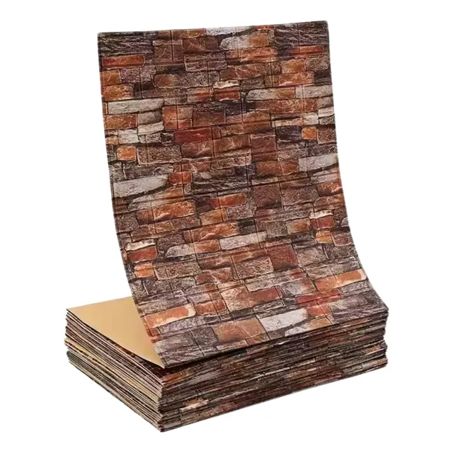 Revestimiento Adhesivo 3d Simil Piedra Placa Rollo 0.70x20mt