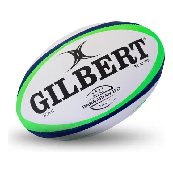Pelota Gilbert Barbarian 2.0 Rugby N5 Profesional Color Blanco