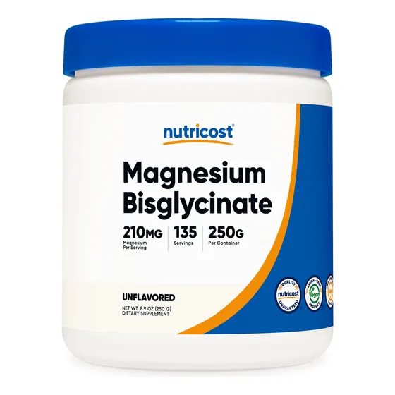 Bisglicinato De Magnesio En Polvo Nutricost 250 G Sin Sabor