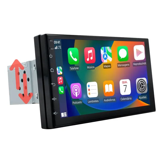 Multimídia Universal 1din 7 Android Auto Carplay Ajustavel
