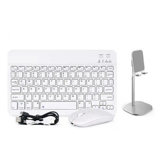 Juego De Teclado En Español Y Mouse Con Bluetooth + Soporte