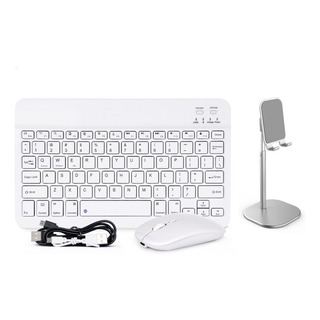 Juego De Teclado En Español Y Mouse Con Bluetooth + Soporte Juego De Teclado En Español Y Mouse Con Bluetooth + Soporte