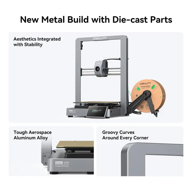 Impresora 3d Creality Ender 3 V3 Nueva Versión 2024: Velocidad Máxima De 23.622 In/s, Estructura De Aleación De Aluminio Fundido, Calentador Cerámico De 60 W