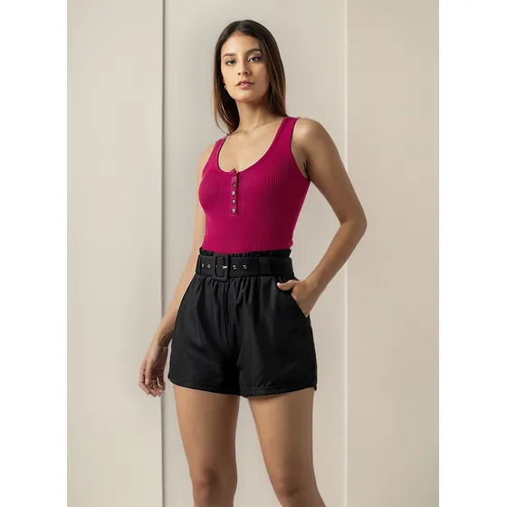 Polo De Hilo Sin Mangas Mujer Color Fucsia