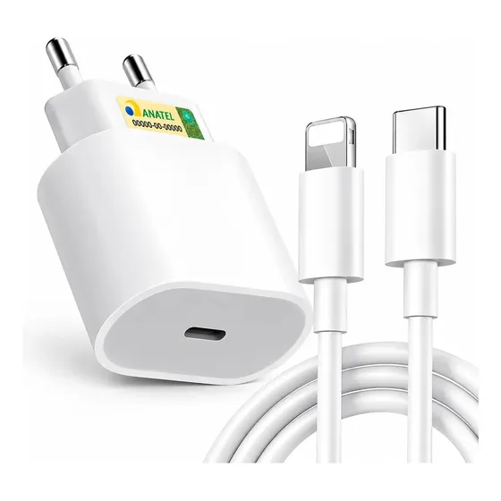 Carregador Compativel Com iPhone 8 X Xr 11 12 13 14 Pro Max Turbo Fonte Tipo C Premium