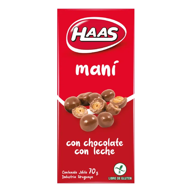 Maní Con Chocolate Con Leche Haas 70 Grs