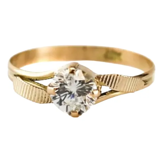 Anillos Oro 18 K Cintillo Solitario Piedra Swarovski Garant.