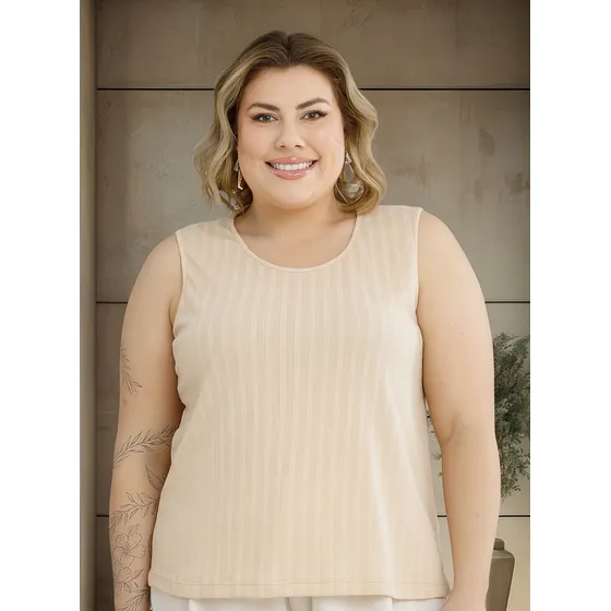 Blusas Regata Ampla Canelada Basiquinha Plus Size 3055a
