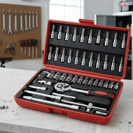 Kit Ferramentas 46 Peças Mecânico Profissional Completo Com Caixa Organizada Para Oficina E Manutenção Automotiva