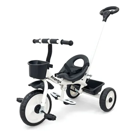 Triciclo Infantil Com Pedal Empurrador Brinquedo Passeio Branco