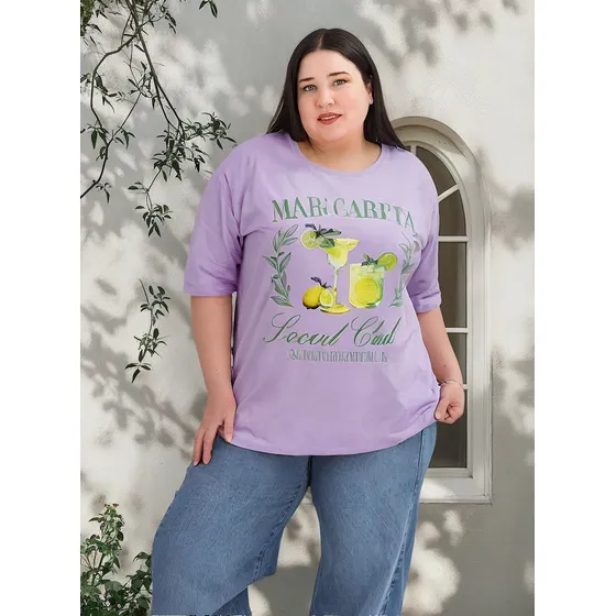 Remera Margarita  Algodón Estampado Dama T-especial