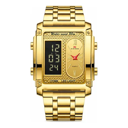 Relógio Masculino Vavavoom Analógico Digital Aço Inox Dourado