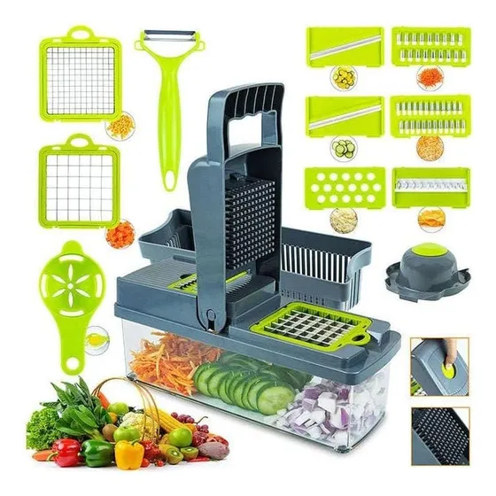 Mandolina Picador Cortador Rallador De Verduras 14 Piezas