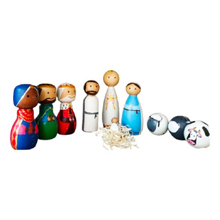 Figuras De Pesebre Navideño Artesanal 10 Peg Dolls Pintados Figuras De Pesebre Navideño Artesanal 10 Peg Dolls Pintados