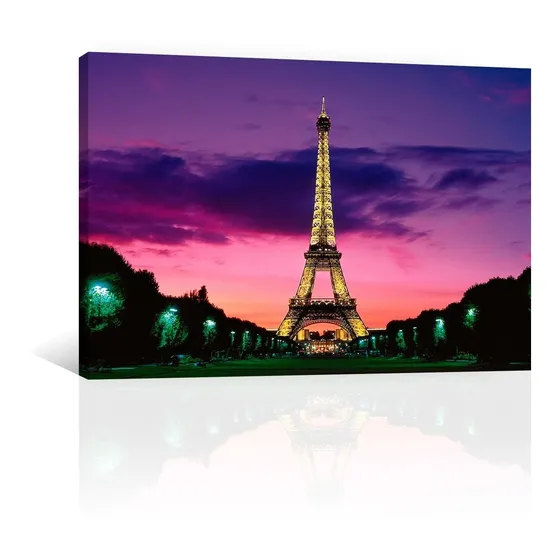 Cuadro Decorativo Canvas Urbano Paris Torre Eiffel De Noche