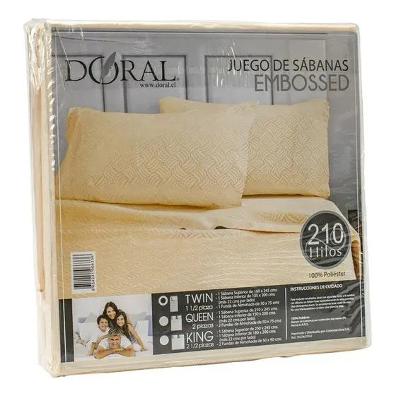 Sabana 1.5 Plazas Microfibra Embossed Beige Doral