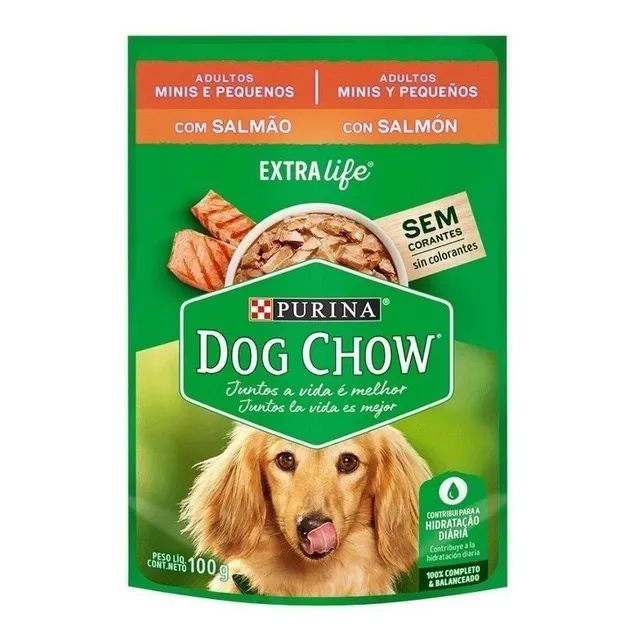 Alimento Dog Chow Salud Visible Sin Colorantes para perro adulto de raza mini y pequeña sabor salmón de 100 g