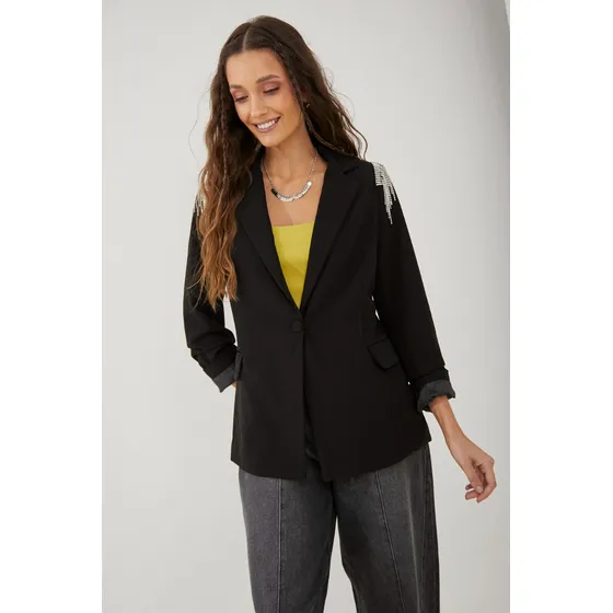 Blazer Con Vivo De Strass Rimmel