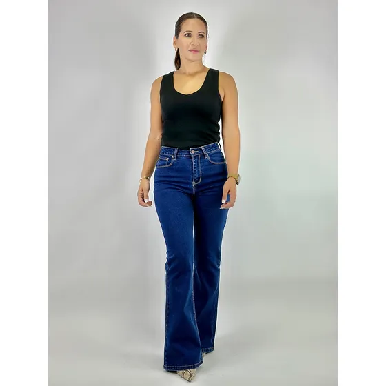 Jean Oxford Azul Localizado Licra Dama - Lou Jeans