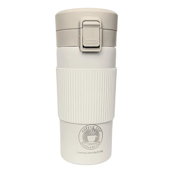 Vaso Térmico Para Café Termo De Acero Inoxidable 350ml Crema Lisa