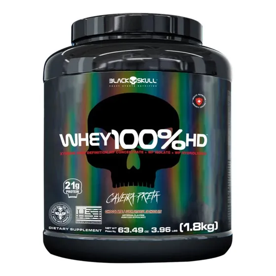 Whey 100% Hd Sabor Chocolate 1,8kg Black Skull
