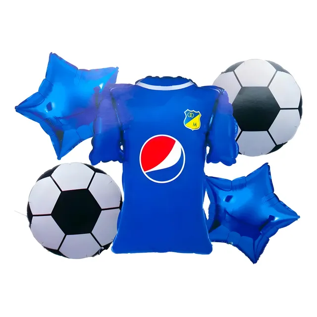 Bouquet Globos Metalizados Millonarios Fc Millos X 5 Piezas