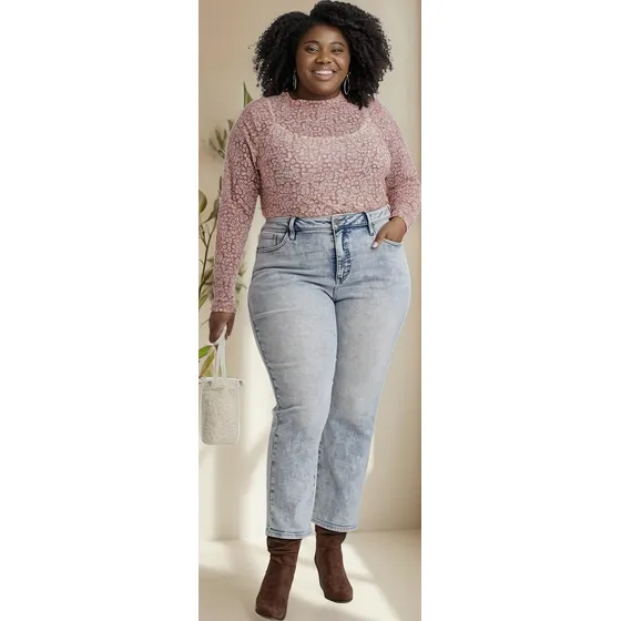 Jean Plus Size Ava & Viv - Recto Cintura Alta Talla 52/54