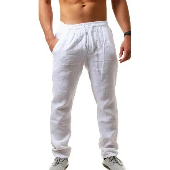 Pantalón De Algodón Y Lino For Hombre, Playa, Descanso,yoga