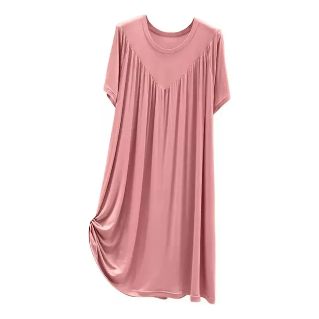Vestido De Dormir Solto Plissado De Comprimento Médio
