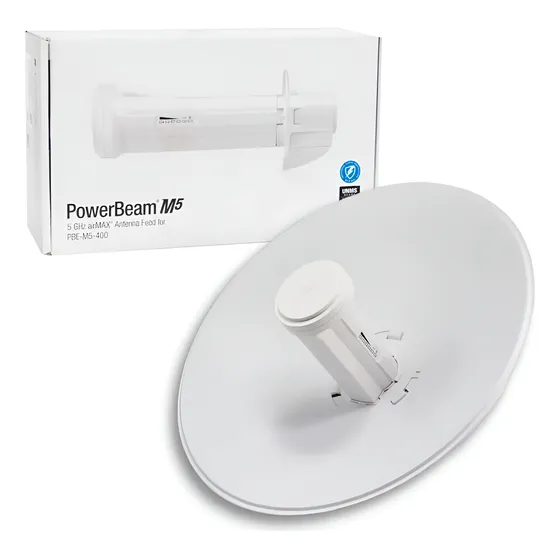 Antena Ubiquiti Powerbeam Pbe-m5-400-br 5ghz 25dbi Brigde CPe MIMO 2x2 AirMax Gigabit Dupla Polarização