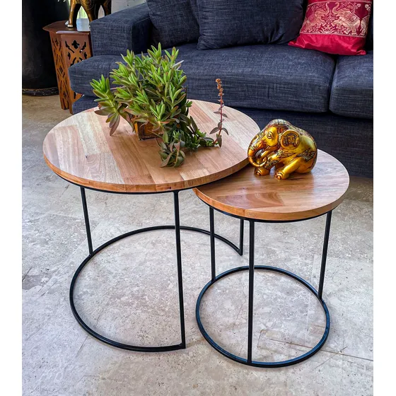 Mesa Ratona Nido Living Hierro Y Madera