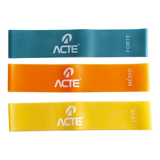 Kit Mini Bands Acte Com 3 Níveis De Resistência Acte Sports T71