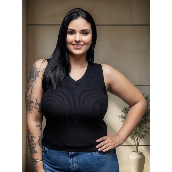 Regata Feminina Modal Gola V Plus Size Confortável