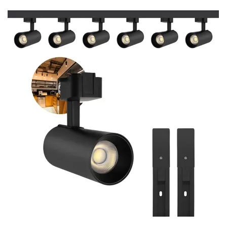 Kit Eletrificado Trilhos 2m + 6 Spots Led 30w Preto