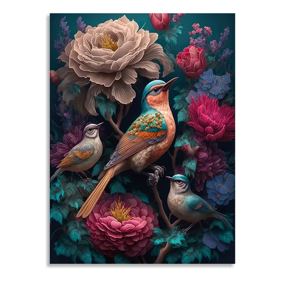 Cuadro Decorativo Mdf 50x35 Cm V Aves Surrealistas