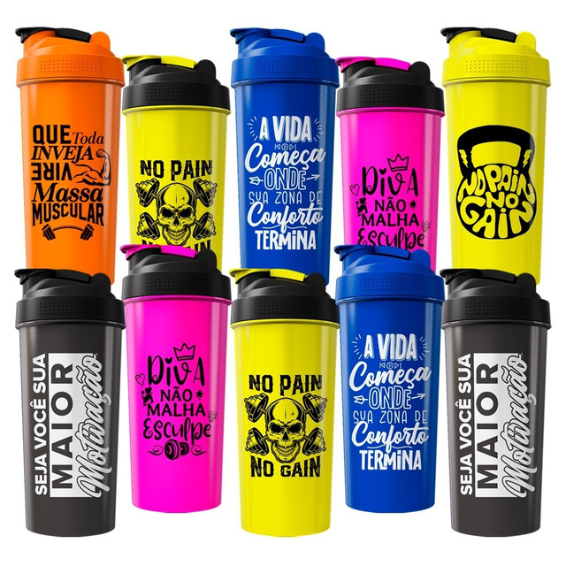 Kit 10 Coqueteleira Academia Garrafa Shaker Preço Revenda Kit 10 Coqueteleira Academia Garrafa Shaker Preço Revenda