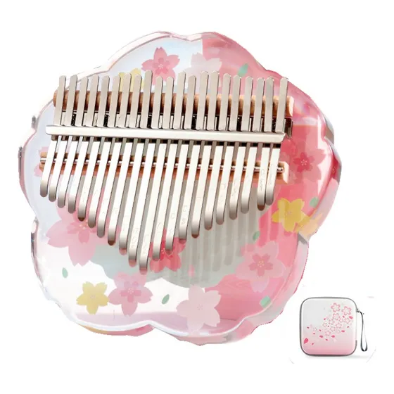 Kalimba Acrílico 21 Teclas Flores De Cerezo Preciosa+funda
