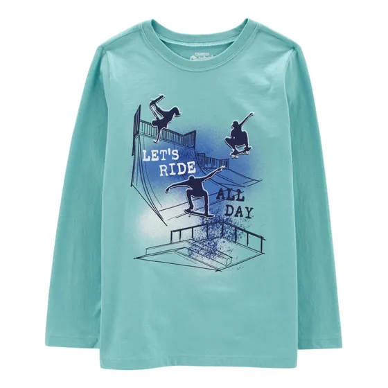 Carter's Oshkosh Jersy Manga Larga Para Niños Turquesa