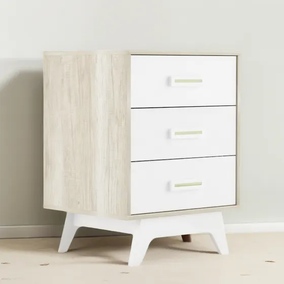 Mesa De Luz Mueble Bajo 3 Cajones Serie Linnea