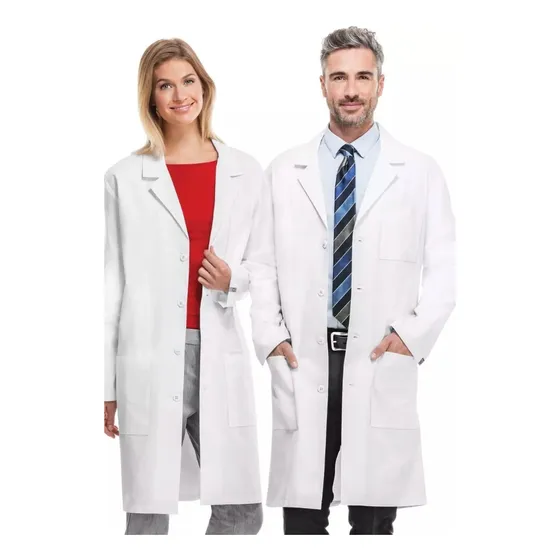Uniforme Médico, Bata Larga Blanca, Uniforme De Laboratorio