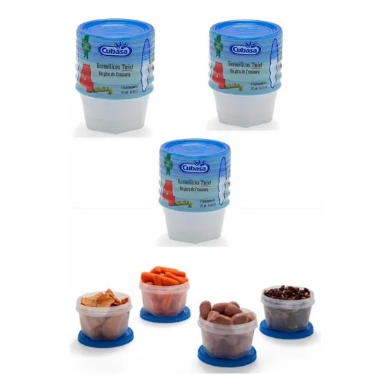 Set 16 Toper Contenedor Hermético Plástico Cubasa 473ml Color Trasparenteazul