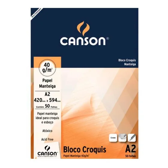 Bloco Canson Para Desenho Croquis Manteiga 41g/m² A2 420 X 